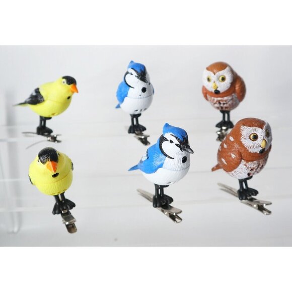 6 Decorative Clip-On Birds With Non-Functional Motion Detectors  Vivid Colors  B - Picture 1 of 7